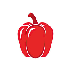 Bold vector illustration of a vibrant red bell pepper against a clean white backdrop