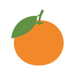 Minimalist orange illustration showcasing vibrant citrus fruit and green leaf vitality