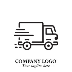 Black and White Transport Logo Illustration in Minimalist Modern Vector Design for Mobility and Travel