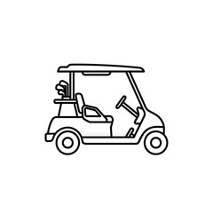 Minimalist golf cart illustration conveying sporting and recreational leisure activity