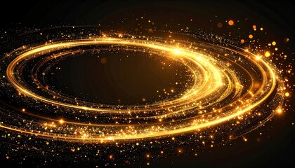 Obraz premium Golden, swirling, light circles on dark background