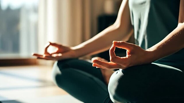 Serene morning meditation for inner peace and mindfulness, home wellness routine