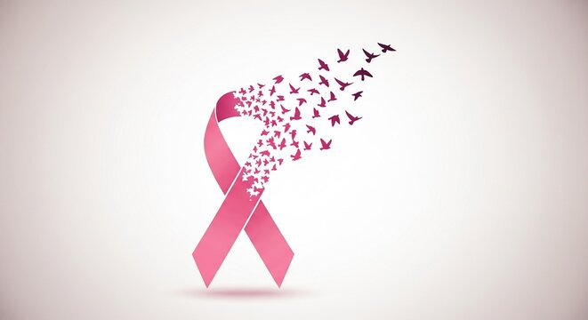 Pink Ribbon Symbolizing Breast Cancer Awareness, Hope, and Healing Journey