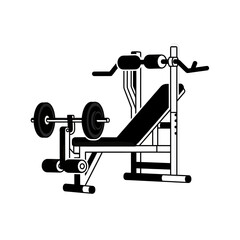 Illustration of bench press equipment portraying strength workout and training session