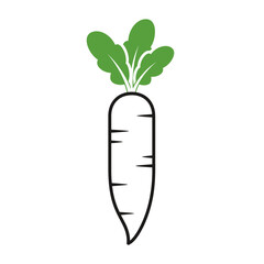 Stylized root vegetable depiction showcasing freshness with a natural green leafy top section