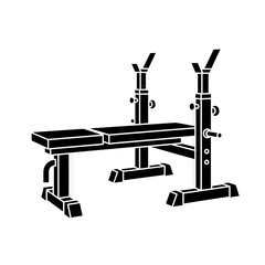 Bench press equipment silhouette for strength training, bodybuilding, and fitness routines