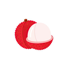 A Vibrant and Detailed Illustration of a Lychee Fruit with a Partial Cross Section