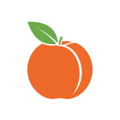 A simple and inviting illustration of a peach with a leaf on a white background