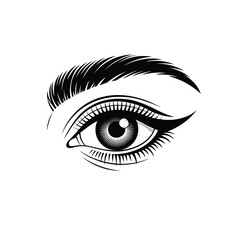 Detailed sketch of a woman s eye with eyeliner and lashes