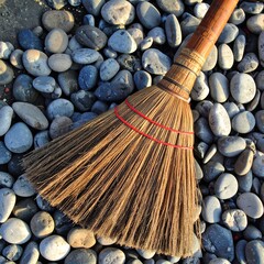 Broom on stones