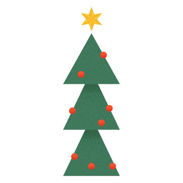 Christmas minimal tree with a strar Illustration Art