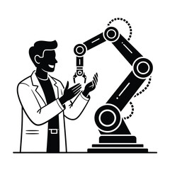 Scientist working with robotic arm in laboratory