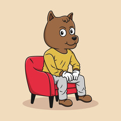 Cartoon dog character sitting on a chair