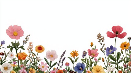 Colorful Watercolor Floral Border Illustration for Creative Projects