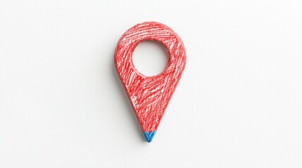 Bright Crayon Sketch of GPS Marker with Colorful Details