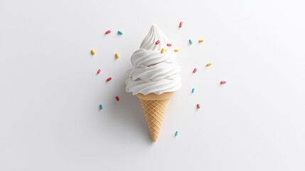 Happy Little Ice Cream Cone with Colorful Sprinkles and Big Smile