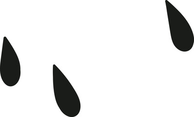 Three black teardrop shapes on a white background