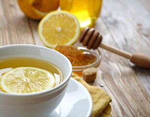 Healthy Lemon Honey Tea Drink Image.