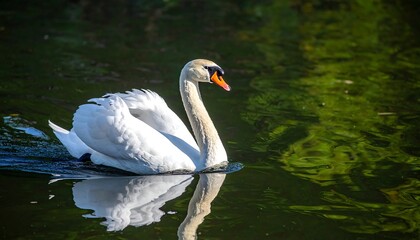Obraz premium Graceful swan on tranquil water