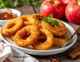 Crispy Apple Rings on a Plate.