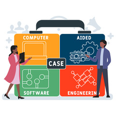 CASE - Computer Aided Software Engineering acronym. business concept background. vector illustration concept with keywords and icons. lettering illustration with icons for web banner, flyer, landing