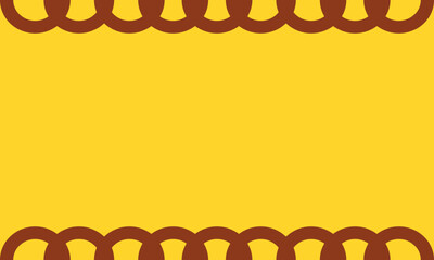 Abstract geometric background with brown circular edges resembling chains on a yellow background. Minimalist and flat design