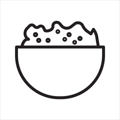 Breakfast, oatmeal and cereals editable stroke outline icons  isolated on white background flat vector illustration. 