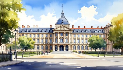 Fototapeta premium Grand European building, sunny day