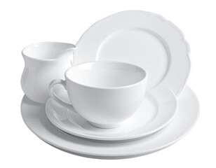 Fototapeta premium Classic White Porcelain Tableware PNG Isolated Transparent Background