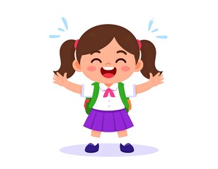 Happy Schoolgirl Smiling and Laughing.