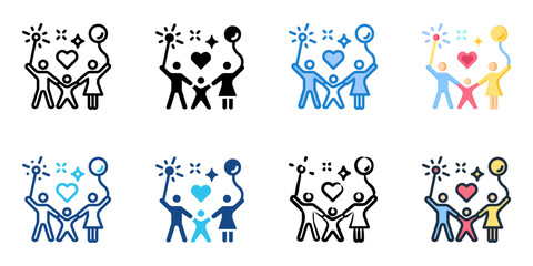 Family friendly events icon set multiple style collection 

