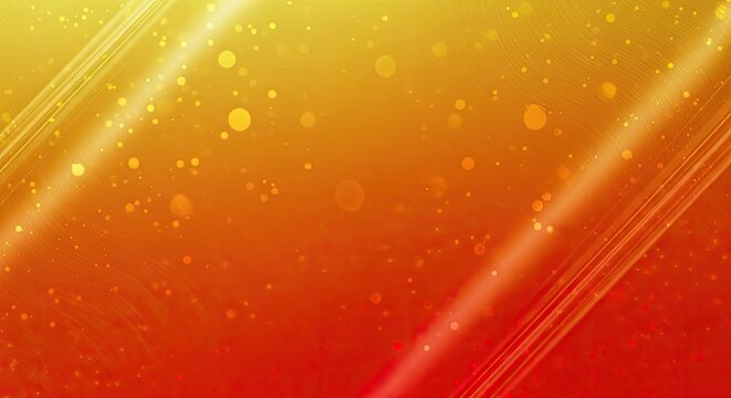 A vibrant orange and red abstract background with diagonal lines and glowing particles.