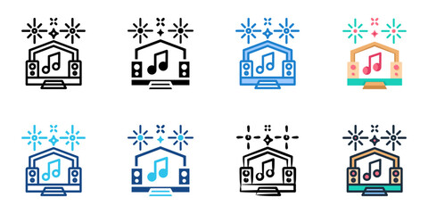 Fototapeta premium Outdoor concerts icon set multiple style collection 