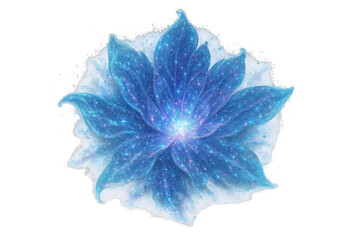 Sparkling blue poinsettia flower isolated on transparent background