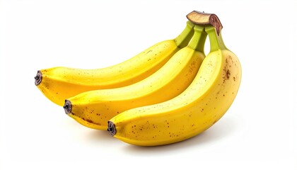 Ripe Yellow Bananas Bunch on White Surface Bright Studio Shot Fresh Fruit Tropical Diet Food Ingredient Nutritious Healthy Snack