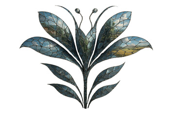 Stylized mosaic flower with intricate details isolated on transparent background