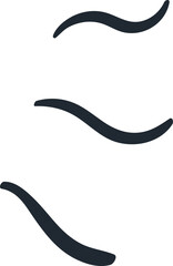 Three dark curved lines on a white background