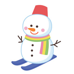 スキーをする雪だるま