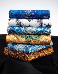 Stacked patterned fabric rolls