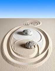 Sand with rocks, spiral design