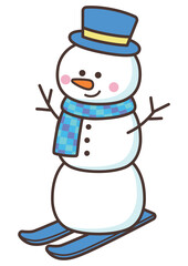 スキーをする雪だるま