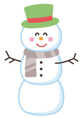 シルクハットのかわいい雪だるま