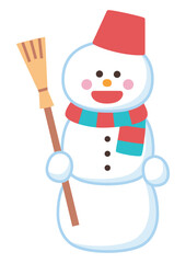 ほうきを持った雪だるま