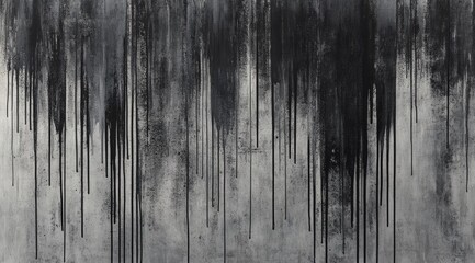 Dark streaks drip down textured wall