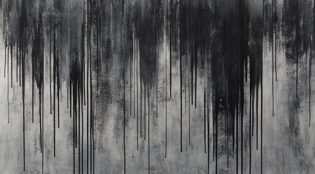Dark streaks drip down textured wall