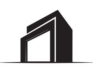 Minimalist Black Outline of an Abstract Building Structure