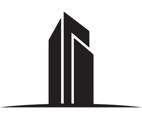 Tall Building Silhouette Icon skyscraper office