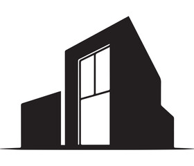 Modern Office Building Silhouette Icon abstract architecture