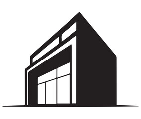 Black Silhouette of a Multi- Story Building Icon architecture