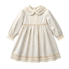 Cream long sleeve lace collar vintage style children's dress graphic design